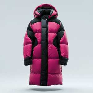 Chaqueta Larga Acolchada de Invierno, Estilo Urbano, Cortavientos, Aislante, con Cuello Alto y Logotipo Frontal - Product Image 2