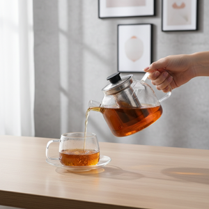 Meilleure vente 3306318-1.0 1000ml Grande théière en verre borosilicate de qualité alimentaire Style nordique Résistante à la chaleur Couvercle en acier inoxydable - Product Image 5