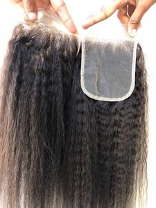 4x4 crépus fermeture droite dentelle transparente indien vierge donneur unique Extension de cheveux humains fournisseur indien sur les prix de gros - Product Image 3