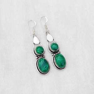 Pendientes de Malaquita Multicolor, Pendientes Colgantes Chapados en Plata 92.5, Joyería de Cristal Boho Hecha a Mano, Regalo para Mamá, Regalo para Ella - Product Image 2