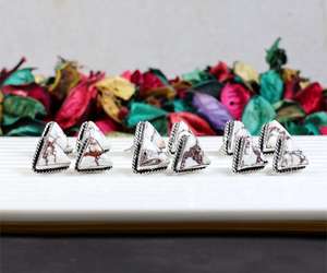 ต่างหูพลอยแจสเปอร์รูปม้าป่าธรรมชาติทำด้วยมือสำหรับผู้หญิงรูปแบบสันติภาพเครื่องประดับแฟชั่น - Product Image 1