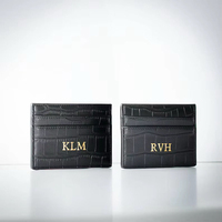 Dompet Kartu Kulit Asli Motif Buaya Tipis Minimalis Anti RFID Tanpa Penutup Dapat Disesuaikan 30mm