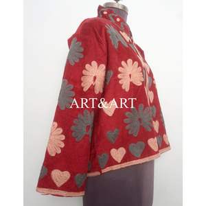 Chaqueta Acolchada con Bordado Floral y Detalles de Botones, Forro de Algodón, Hecha a Mano, Estilo de Secado Rápido para Otoño e Invierno, Ropa de Fiesta - Product Image 4