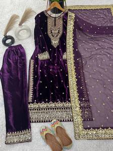 ชุดปาร์ตี้ผ้ากำมะหยี่วิสคอสดูจาก kurta-dupatta - Product Image 4