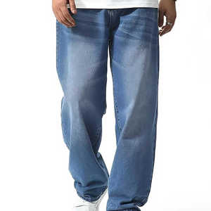 Pantalon en jean 100 % coton de haute qualité, coupe droite unie, décontracté, ample, pour l'extérieur, délavage clair, léger, séchage rapide, hiver - Product Image 2