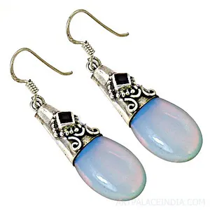 Boucles d'oreilles pendantes en argent sterling 925 avec opale bleue, diamant, améthyste, grenat, perle, bijoux tendance pour les mariages et les fêtes des femmes - Product Image 3