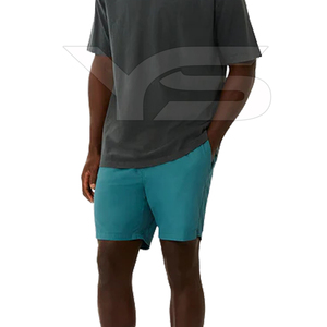 Short décontracté 100% coton pour hommes taille moyenne Short chaud motif respirant Style de rue cordon teint uni solide non tissé - Product Image 4
