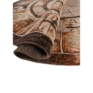 Alfombras de Lana y Seda de Bambú Anudadas a Mano, Diseño Rectangular con Medallón Rojo y Naranja, para el Hogar, Tamaño Grande 9x12, AKWB-9072 - Product Image 2