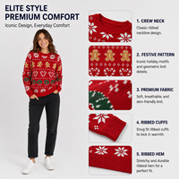 Pull de Noël personnalisé avec logo, motif jacquard pain d'épices, couronne et flocon de neige, pour couples, idéal pour les fêtes, unisexe