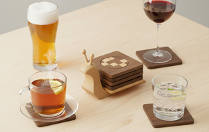 แผ่นรองแก้วไม้ธรรมชาติ ดีไซน์รูปหอยทาก หนา 5 มม. ผลิตด้วยมือ เป็นมิตรกับสิ่งแวดล้อม อุปกรณ์ป้องกันโต๊ะ - Product Image 3