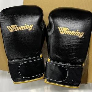 Black and Gold Winning Boxing <b>Velcro</b> Gloves in Custom Sizes and Colors Made with Genuine Leather Winning Boxing Gloves - Product Image 3