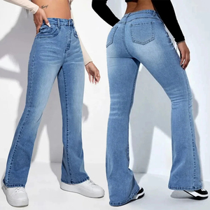 Pantalones Vaqueros de Mujer a la Moda, de Pierna Ancha, Cintura Alta, Corte Holgado, Estilo Campana, Vintage, Ecológicos, Casuales, Estilo Urbano - Product Image 1