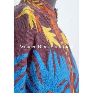 Chaquetas de Lana Tejidas Suzani Bordadas a Medida con Relleno de Algodón, Artesanía Artesanal, Chaqueta Multicolor Resistente al Viento - Product Image 3