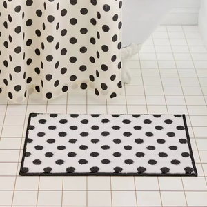 Polka Dot Plush Printed Rectangle Cotton Bath <b>Mat</b>-Machine Made <b>Non</b>-<b>Slip</b> Absorbent Modern Design - Product Image 1
