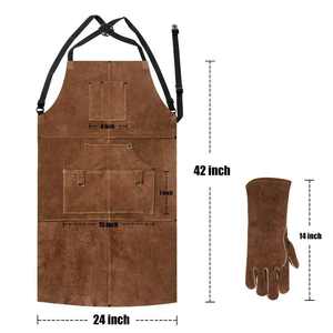 Unisex Heavy-Duty Cow Split Leather Welding Gloves & <b>Aprons</b> <b>Men</b> & Women's Safety Clothing <b>for</b> Industrial Construction & <b>BBQ</b> - Product Image 1