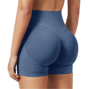 Pantalones cortos deportivos para gimnasio para mujer, pantalones cortos deportivos de entrenamiento de verano, pantalones cortos de Yoga de cintura alta sólidos reciclados sin costura frontal - Product Image 6