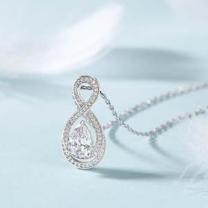 Jeulia Infinity Love Pear Cut Rhodium Plated Sterling Silver Necklace with Zircon and Diamond - Product Image 6