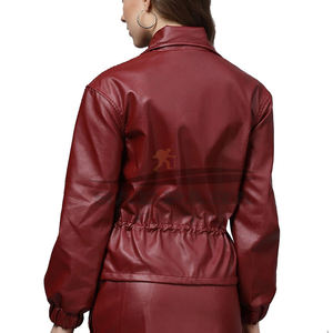 Vestes pour femmes à la mode avec logo personnalisé vêtements d'extérieur remplis de coton en cuir de peau de mouton de grande taille pour le style de rue d'hiver - Product Image 3