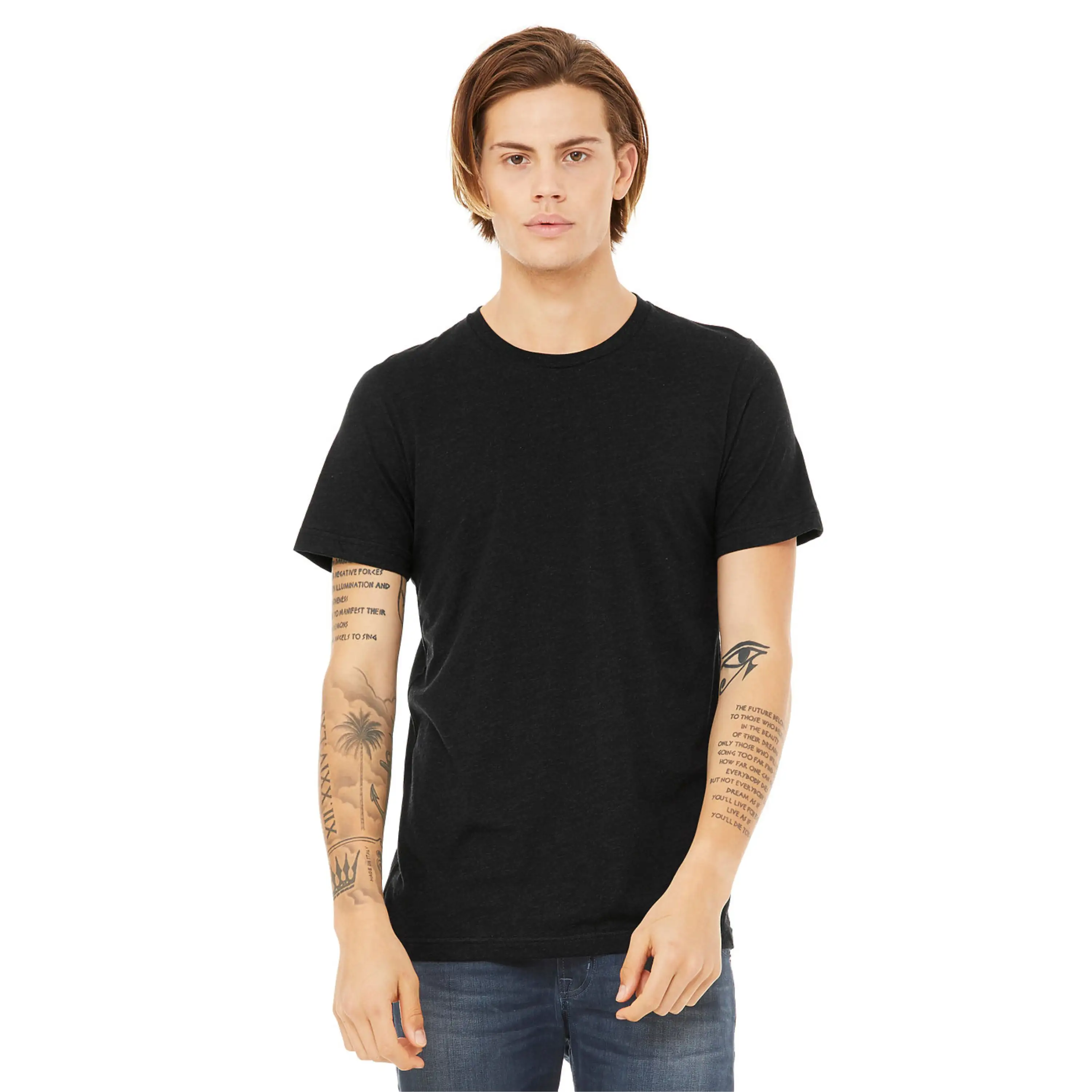 Slim Fit Short Sleeve T Shirt Top OEM Black T Shirt Light Weight 93% Cotton 7% Elastane Gym T Shirt