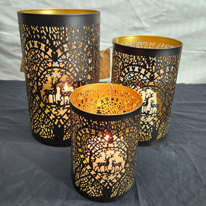 El candelabro votivo de Metal de hierro hecho a mano más vendido, linternas, revestimiento de polvo negro, decoraciones navideñas para el hogar incluidas - Product Image 1