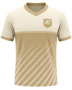 Camiseta Deportiva Personalizada para Hombre, Cuello en V, Color Beige, Poliéster Estampado, Secado Rápido, Transpirable, Jersey Atlético, Logotipo Personalizado, Fabricante OEM - Product Image 1