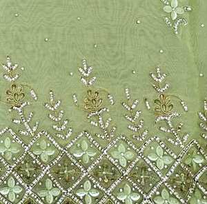 Designer moderne non cousu brodé à la main indien mode avant costumes pour femmes matériau en organza fêtes de style traditionnel soleil - Product Image 2