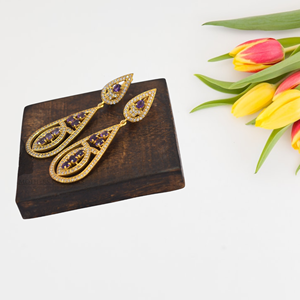 925 Sterling Silver <b>Cuff</b> <b>Earrings</b> with Amethyst Gemstones Handmade Statement Jewelry for Women Purple Wedding Jewelry - Product Image 2