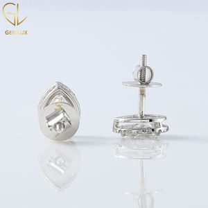 Nouveautés Design tendance 925 argent poire coupe D VVS Moissanite diamant Halo usure quotidienne larme vis dos boucles d'oreilles - Product Image 4