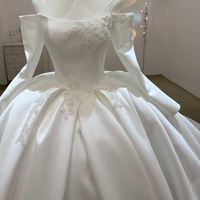 Robes de mariée Jancember JJ122 en satin ivoire, col bateau, style Empire