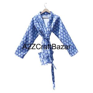 Chaqueta Acolchada de Algodón Puro Hecha a Mano Estilo Bohemio para Mujer, Reversible, Diseño Floral Indio, Ropa de Invierno - Product Image 4