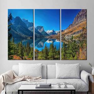 Lienzo Impreso: Arte de la Naturaleza de Saint Mary Lake y Wild Goose Island, 3P-Gallery Wrapped - Product Image 1