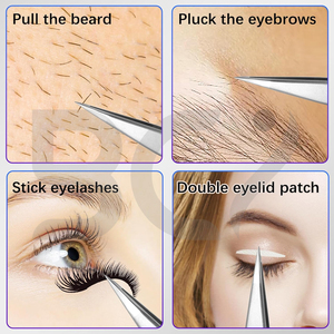 Pointed Grafted Tweezers for Women, High Precision Beauty Salons Uses Straight Shape <b>Silver</b> Color Eyelash Extension Tweezers - Product Image 5