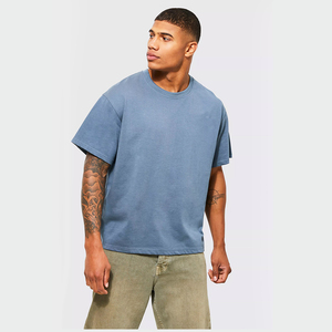 T-shirts décontractés coupe ample pour hommes confortables Logo personnalisé qualité de luxe t-shirts pour hommes 100% coton t-shirts à épaules tombantes pour hommes - Product Image 3