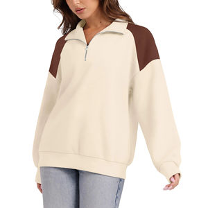 Sudadera con capucha de media cremallera para mujer, de algodón y poliéster, a prueba de viento, transpirable, estilo casual y moderno, tallas grandes, ideal para invierno. ¡Venta caliente! - Product Image 1