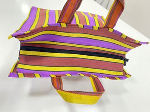 Custom Eco-Friendly Reusable Zipper <b>Plastic</b> Woven Striped Shopping Bag Handloom Made Recycled Beach Bags Cosmetic Bags Cases - Product Image 6
