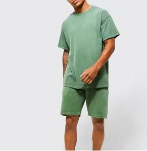 Camisetas y pantalones cortos lavados con ácido de manga corta para hombre, conjuntos de 2 piezas, trajes deportivos informales para hombre, ropa masculina - Product Image 3