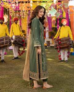 Indien pakistanais dernière mousseline de soie brodée Salwar Kameez avec maçonnerie lourde Collection de mariage de luxe vente chaude robe 0419 - Product Image 3