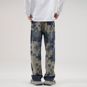 Custom Shot New American High Street Pantalon évasé enduit de mosaïque pour hommes Slim Fit 100 Long - Product Image 5
