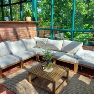 Premium Minimalist L-Shaped <b>Wood</b> <b>Frame</b> <b>Sofa</b> Modern Home Decor with Convertible Feature OEM ODM Vietnam 3-Year Warranty - Product Image 2