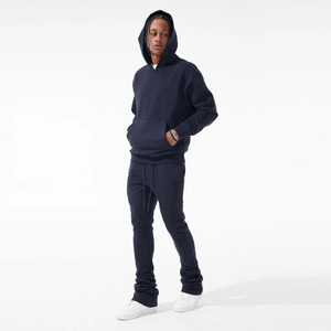 Conjunto de Jogger apilado con logotipo personalizado de alta calidad, chándal deportivo de invierno, pantalones de chándal con capucha sólidos de alta calidad, chándal de dos piezas - Product Image 1