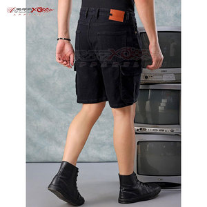 Pantalones cortos vaqueros casuales de corte clásico para hombre con cremallera y detalle de bolsillo lateral con textura lavada - Product Image 4