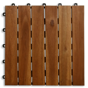 Azulejos de cubierta de enclavamiento compuesto ACACIA TEAK modernos, impermeables, antideslizantes para uso en interiores y exteriores, acabado liso, fábrica al por mayor - Product Image 1