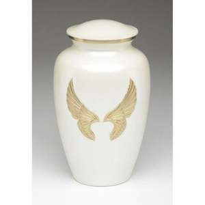 Urne funéraire élégante en laiton gravé pour les cendres d'un adulte - Urne commémorative en métal aluminium avec motif sculpté - Product Image 4