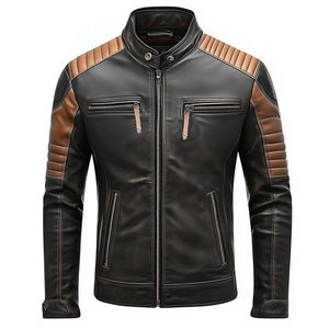 Chaqueta de cuero Oxford negra para hombre, cierre de un solo botón, prendas de vestir exteriores de Otoño de manga larga para hombre - Product Image 4