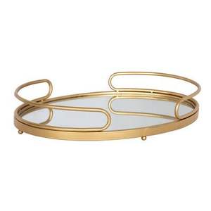 Bandeja de metal y espejo de diseño con contorno elegante y acabado elegante adecuada para exhibición de exhibición o configuración de tocador - Product Image 3