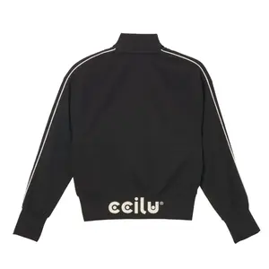 Veste de sport à la mode pour femmes recadrée Zip Up Retro Stripe Sleeve Respirant Yoga et Pilates Veste Gym Top - Product Image 5