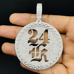 Joyería STAR, Colgante con Letra y Logotipo Personalizado, Chapado en Oro Cristiano de 10K, con Diamantes Cultivados en Laboratorio, Corte Brillante, Estilo Hip Hop, Unisex - Product Image 3
