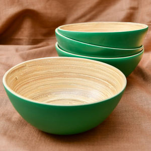 Yellow color coiled spun <b>fiber</b> <b>bamboo</b> bowl sets natural kitchen bowls top quality wholesale dinnerware set - Product Image 3