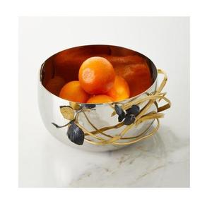 Bol à salade en aluminium fini argent fantaisie avec poignée pour hôtel ou restaurant à la maison Bol en métal élégant pour servir des fruits - Product Image 3