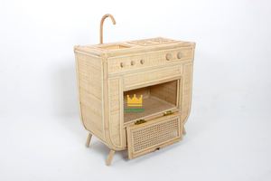 Girls <b>Kitchen</b> <b>Toy</b> Rattan Stand <b>Toy</b> for Doll Furniture Eco-Friendly Material Good Price - Product Image 3